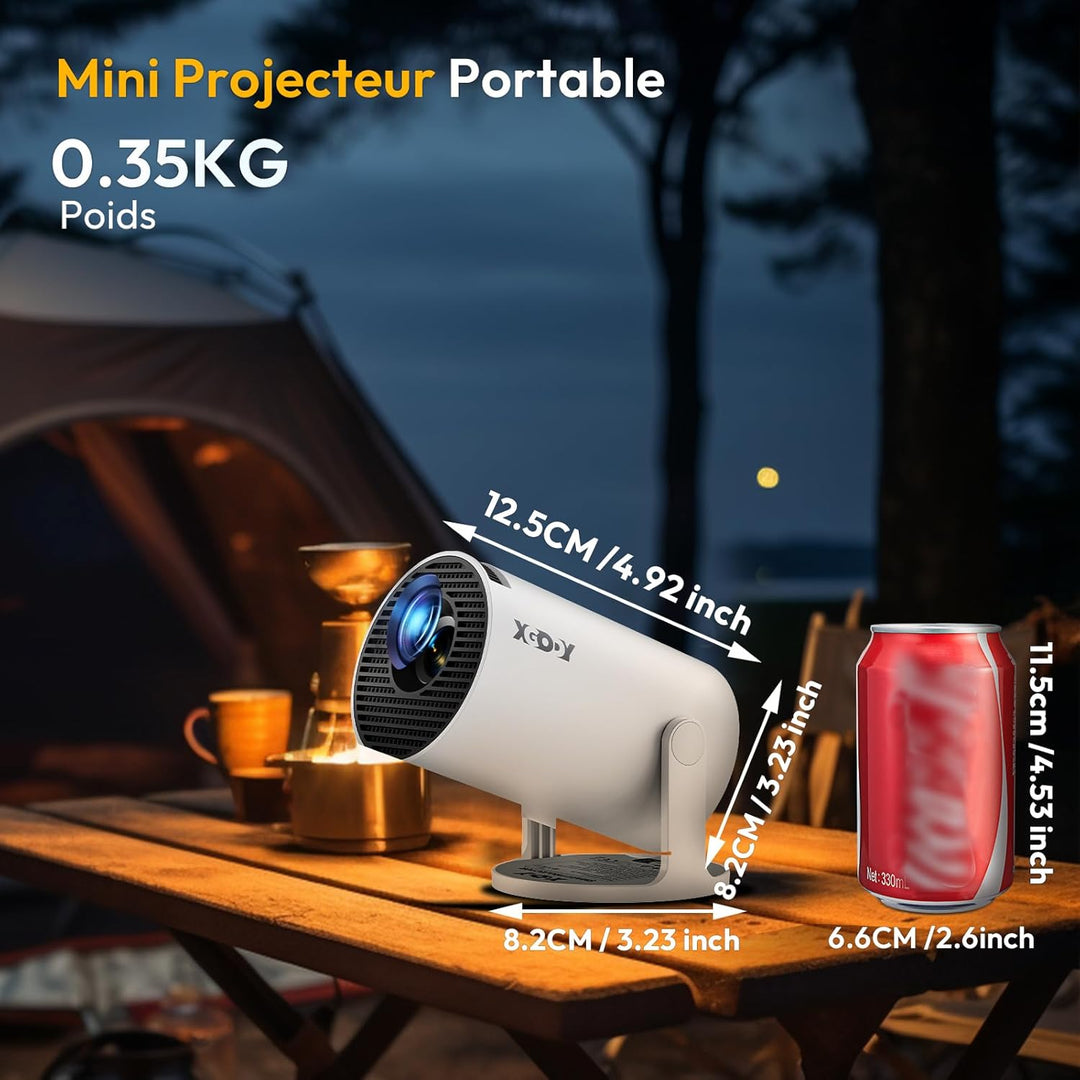 Mini Beamer [2026 Upgraded & Android 11.0] Native 720P HD, unterstützt 4K 1080P, Xgody Gimbal 3 New
