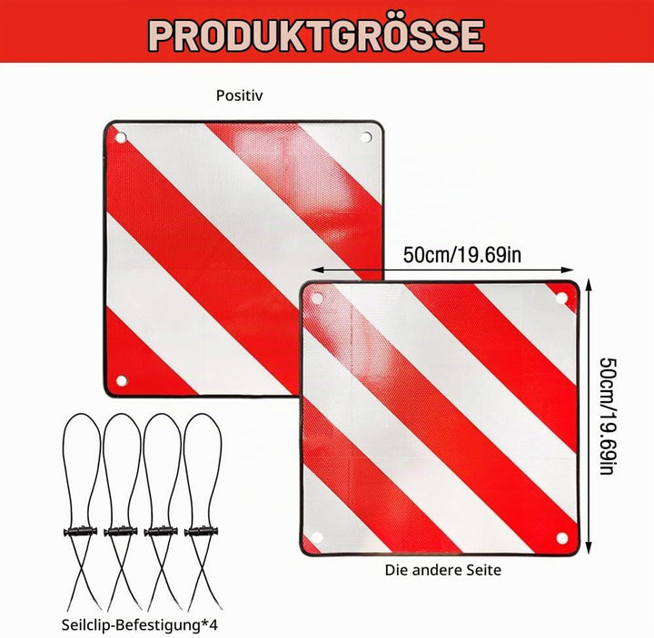 2 in 1 Warntafel Italien und Spanien, 50 x 50 cm warntafel fahrradträger aus Aluminium mit 4 Spannse