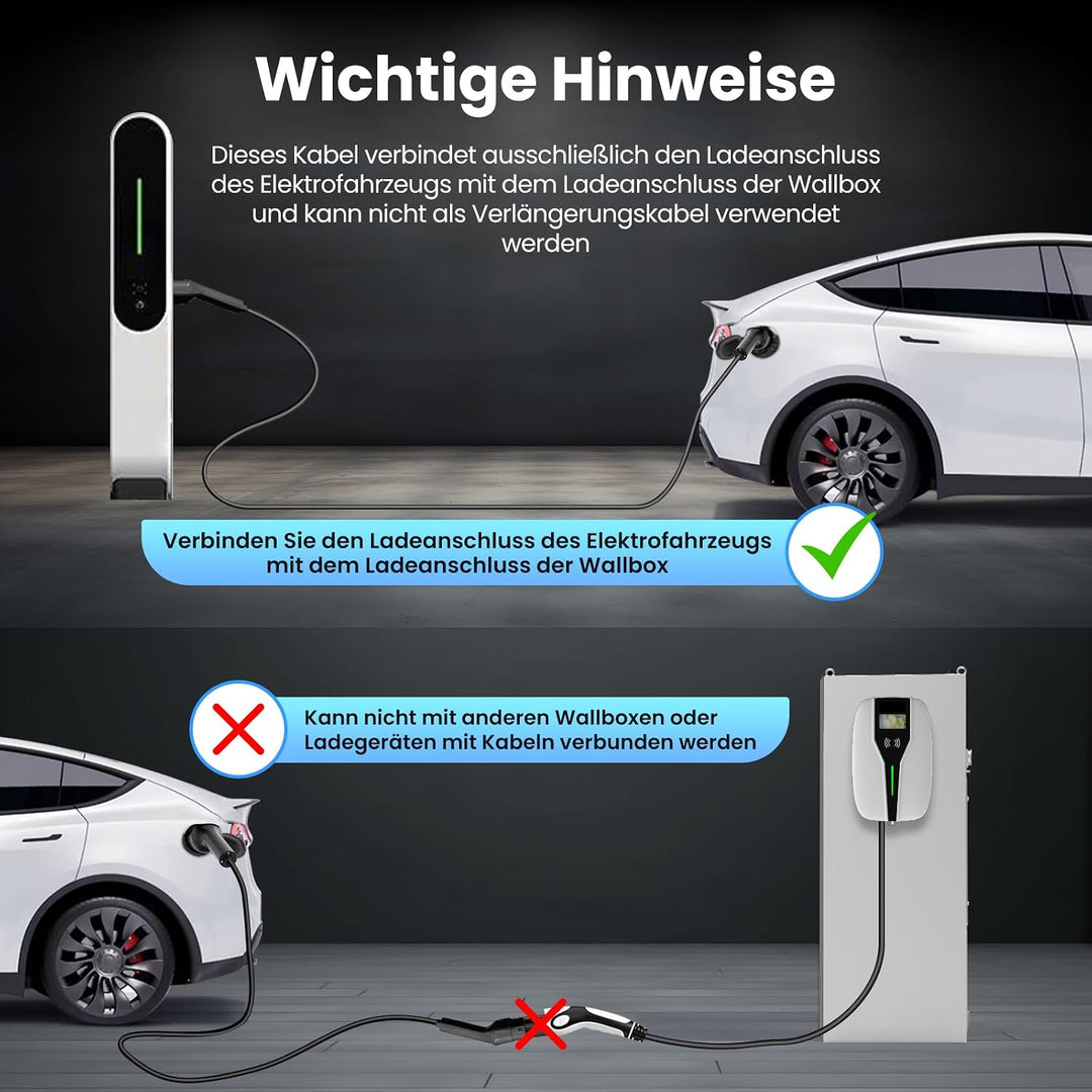 GONEO Typ 2 Ladekabel 22kW 10M 32A Ladekabel Elektroauto 3 Phasig Mode 3 für E Auto EV/PHEV Typ 2 au