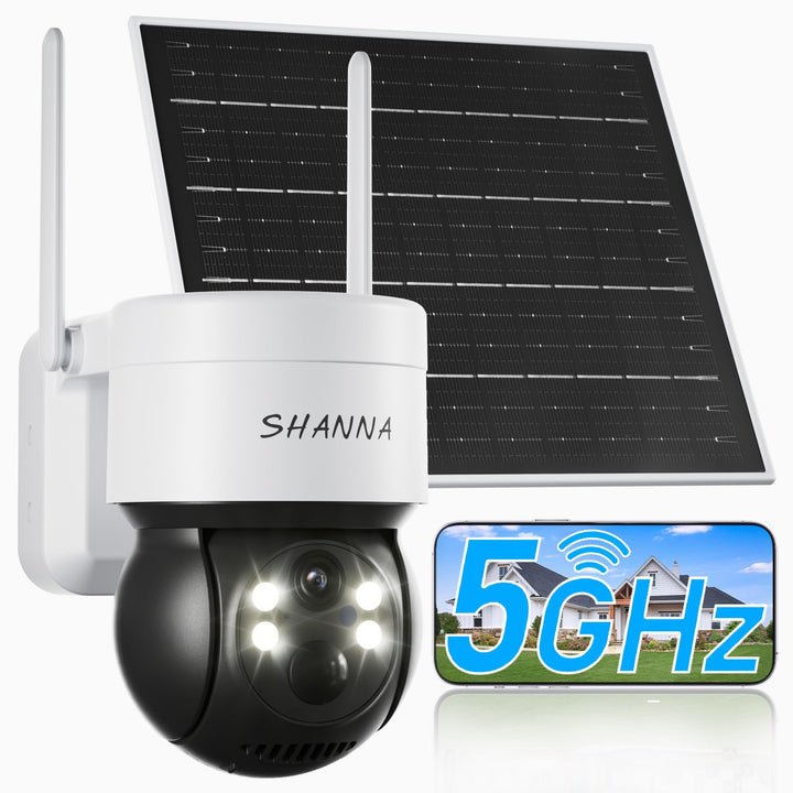 [5GHz &amp; 2,4GHz] Überwachungskamera Aussen Solar, 7800mAh Akku und 6W Solarpanel, 2K PTZ 360° Solar K