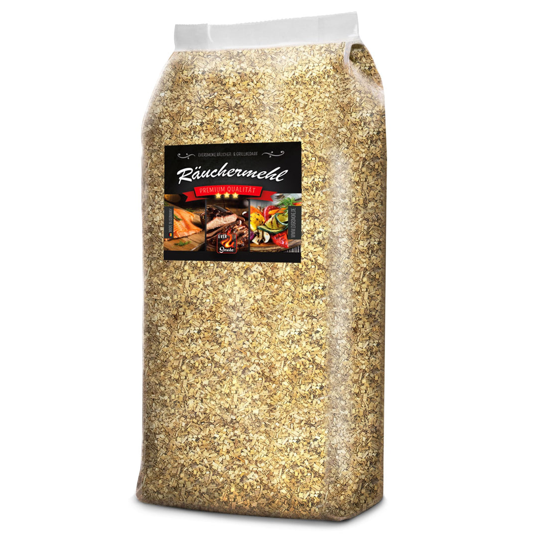 EVERSMOKE 15kg Premium Räuchermehl & Räucherchips aus Buche - Verschiedene Körnung - zum Heissräuche