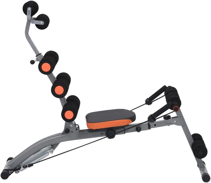vidaXL Bauchtrainer in L-Form mit Elastischen Bändern Verstellbare Rückenlehne Rückentrainer Bauchmu