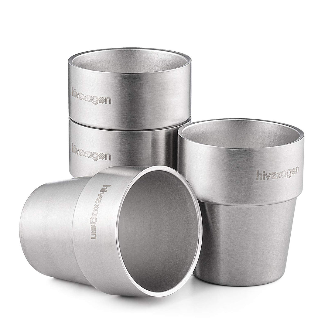 Hivexagon 300ml Set aus 4 Doppelwandigen Edelstahl becher edelstahl tasse- Ideal Für Kalte Getränke