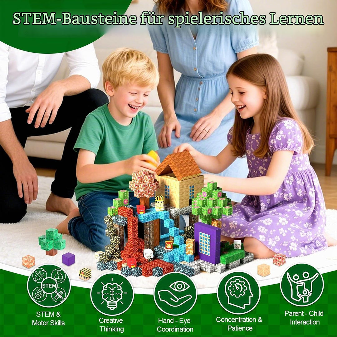 150 Stück Magnetische Bausteine,Magnetische Bausteine Bauspielzeug, Magnetisches Spielzeug Blöcke, M