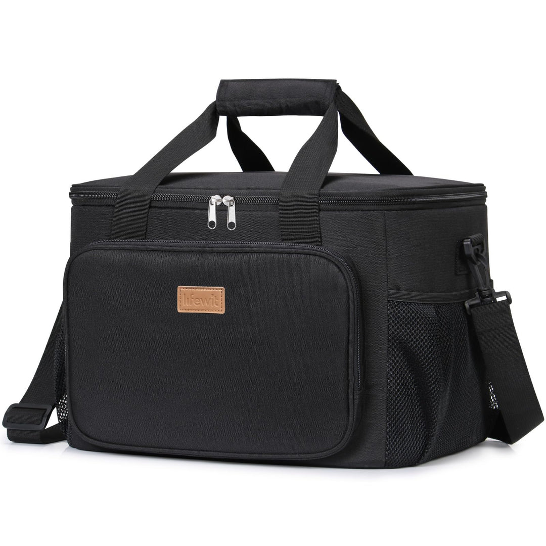Lifewit Kühltasche klein, Isolierte Cooler Bag, Lunchtasche 32L 48 Dosen Schwarz 32L, Schwarz 32L