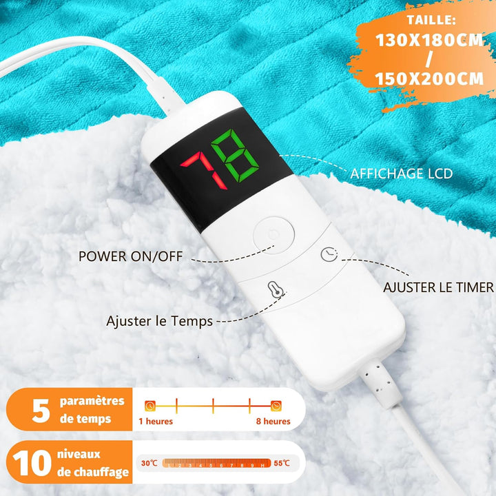 BOMOVA Heizdecke Wärmedecke mit Abschaltautomatik,Kuscheldecke flauschig Weihnachten,10 Heizstufen &