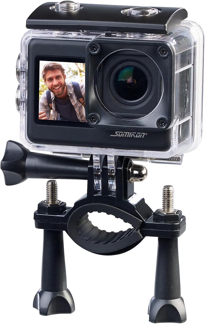 Somikon Action Kamera: 6K-Actioncam mit 2 Farbdisplays, WLAN, Bildstabilisierung, Sony-Sensor (Outdo