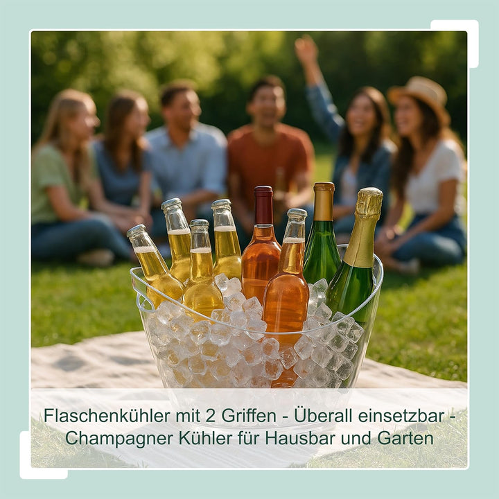 Relaxdays Getränkekühler, 6l Partywanne, Sekt, Bier, Wein kühlen, Kunststoff, HxBxT: 25,5 x 34,5 x 2