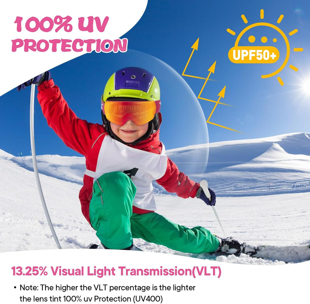 YOZISS Unisex Skibrille für Herren und Damen Jungen,OTG Snowboardbrille UV400 Schutz Skibrille für B