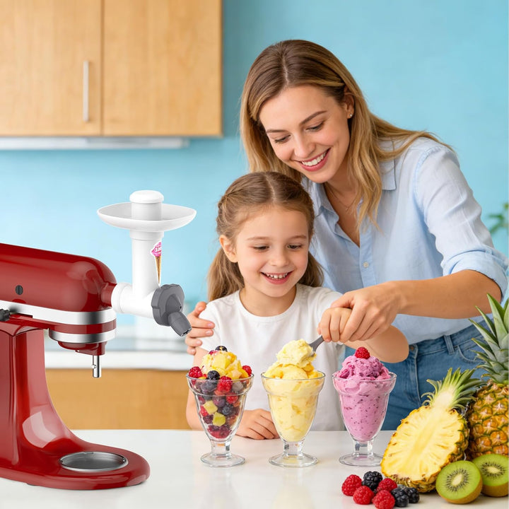 Eismaschine Aufsatz für Kitchenaid Standmixer, Fruchteismaschine Aufsatz, Softeismaschine BPA-freien