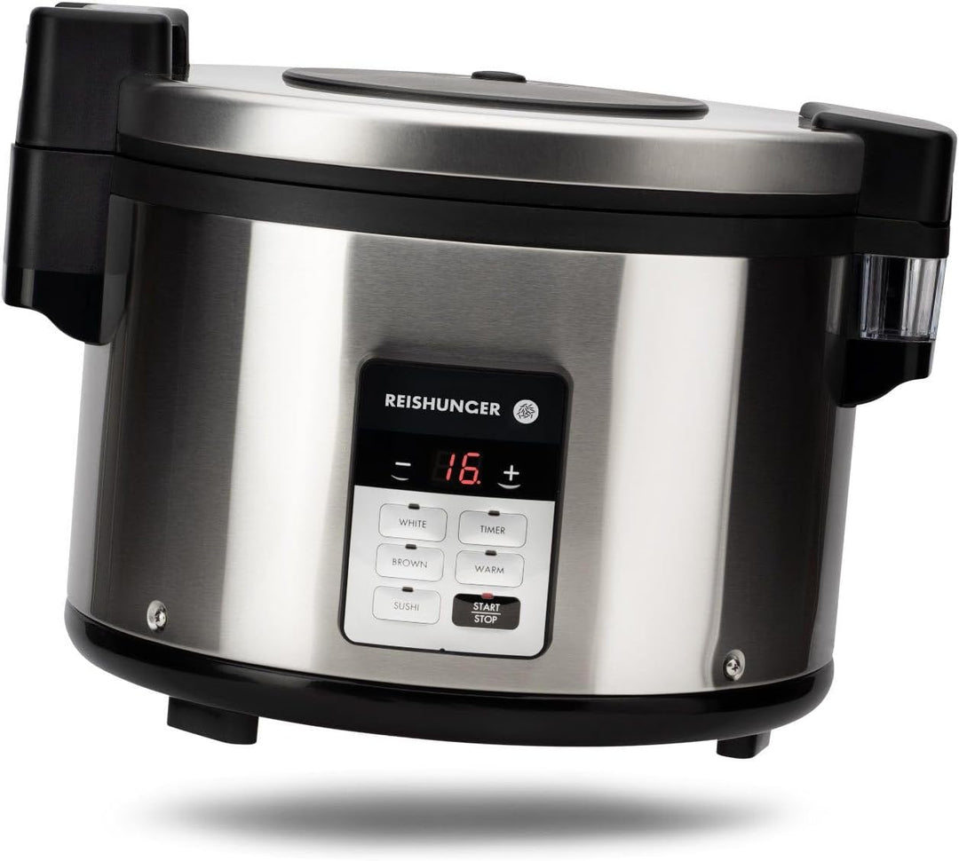 Reishunger Gastronomie Reiskocher - für bis zu 32 Portionen - 5,8 L - Edelstahlgehäuse mit doppelter