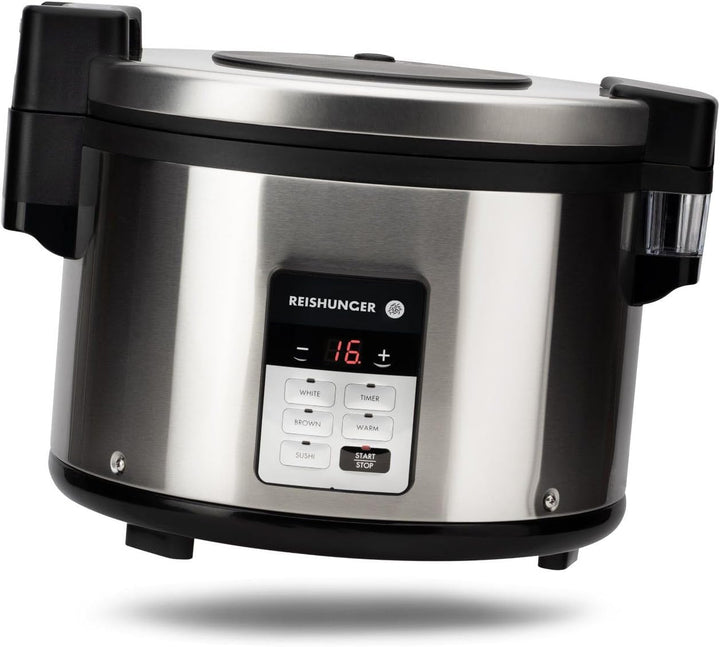 Reishunger Gastronomie Reiskocher - für bis zu 32 Portionen - 5,8 L - Edelstahlgehäuse mit doppelter