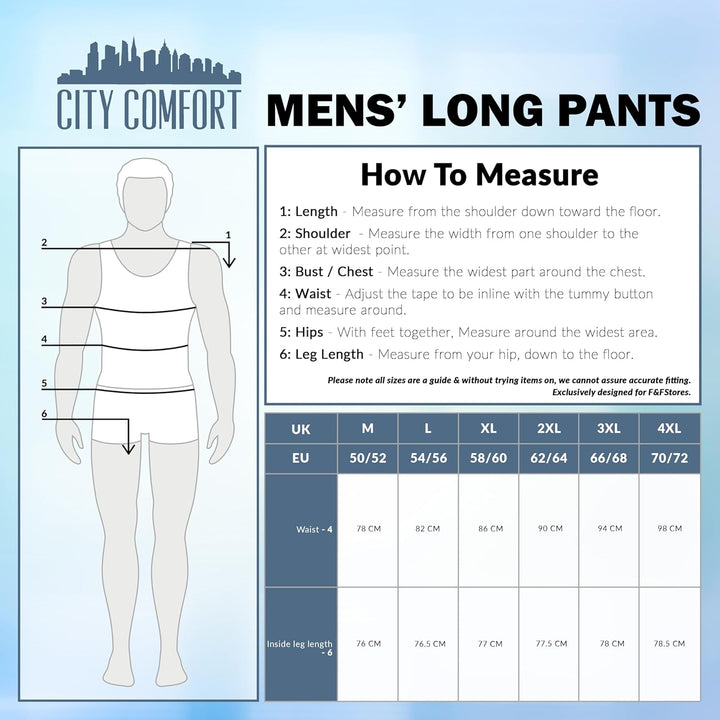 CityComfort Herren Schlafanzughose Lang mit Seitentaschen &amp; elastischem Bund, 2er Pack XXL Bund mit