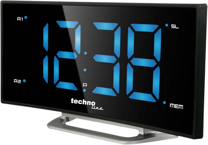 Technoline WT 460 grosses Display, curved Quarz-Wecker, blau, 171 x 87 x 40 mm, Blau