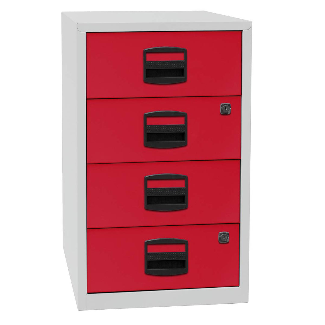 Bisley Home Beistellschrank PFA, 4 Universalschubladen, Metall, 506 Korpus Lichtgrau, Fronten Kardin