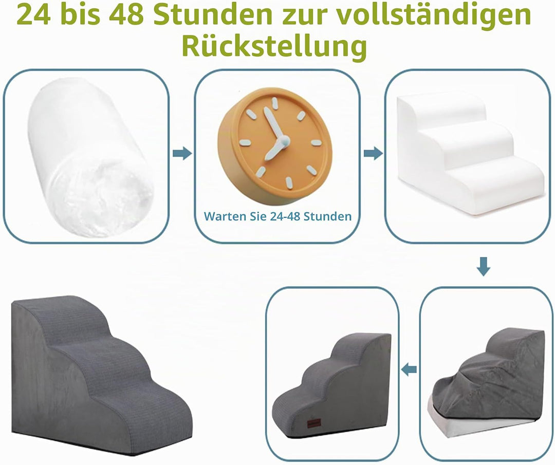 Breiter Hundetreppe 4 Stufen 50cm hoch für Kleine Hunde, Hochdichtem Schaumstoff Haustiertreppe, Was