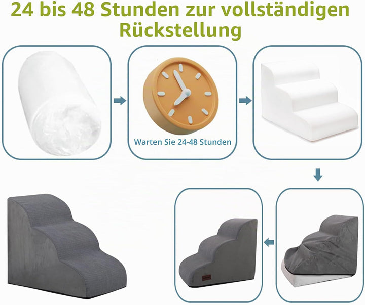 Breiter Hundetreppe 4 Stufen 50cm hoch für Kleine Hunde, Hochdichtem Schaumstoff Haustiertreppe, Was