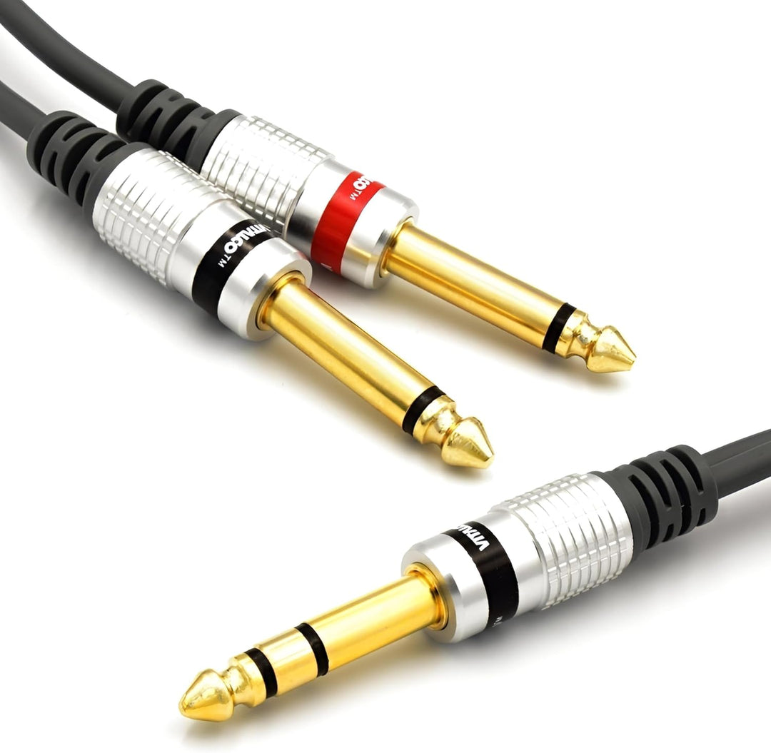 6.3mm Stereo auf 2x 6.3 Mono Klinke Kabel 2m gross Klinkenstecker Stereo zu 2x Male Grosse Insertkab