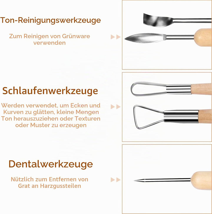 34 Stücke Töpferwerkzeug Set Modellierwerkzeug Sculpting Werkzeug Clay Werkzeug doppelseitige Ton-We