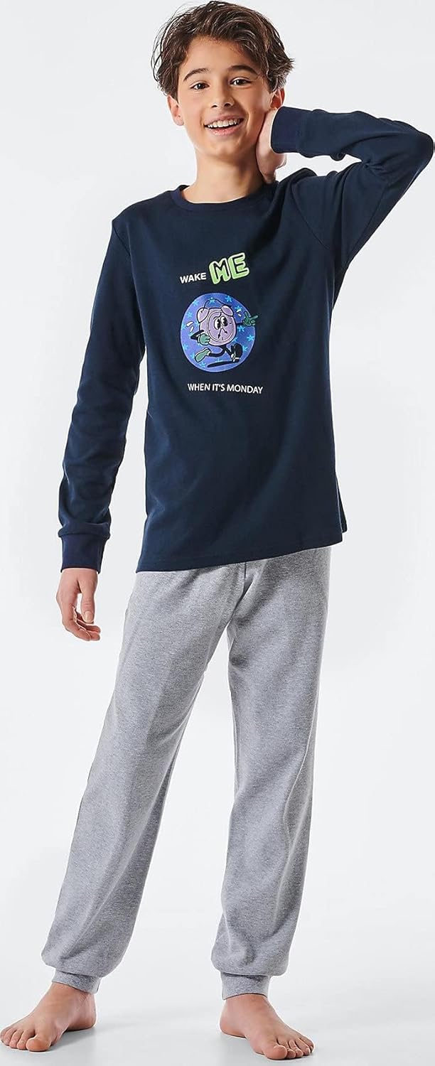Schiesser Jungen Jungen Langer Schlafanzug - Organic Cotton Pyjamaset 140 Indigo (Indigo), 140 Indig