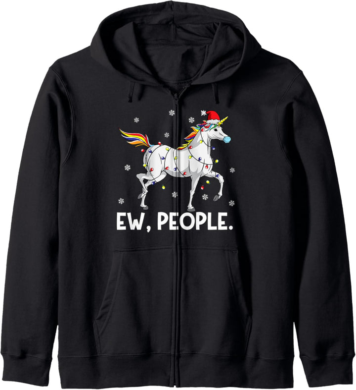 Einhorn Gesichtsmaske Santa | Lustige Einhorn Weihnachten Kapuzenjacke