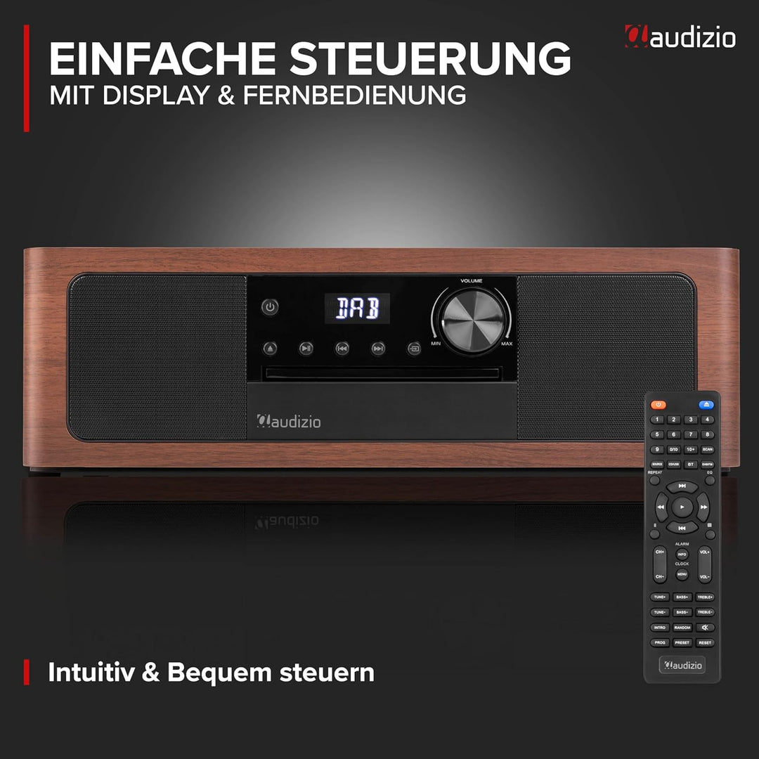 Audizio Lunata - DAB Radio mit CD Player, 100W Stereoanlage mit CD & Bluetooth 5.3 - Musikanlage mit