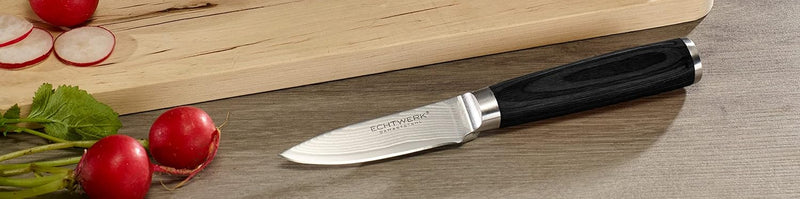 Echtwerk Damaszener Schälmesser, Gemüsemesser/Obstmesser, kleines handliches Küchenmesser/ Allzweckm
