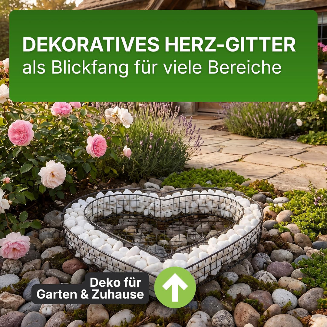 Gartenwelt Riegelsberger Herz-Gitter mit Carrarra Dekosteinen Carrara, Carrara