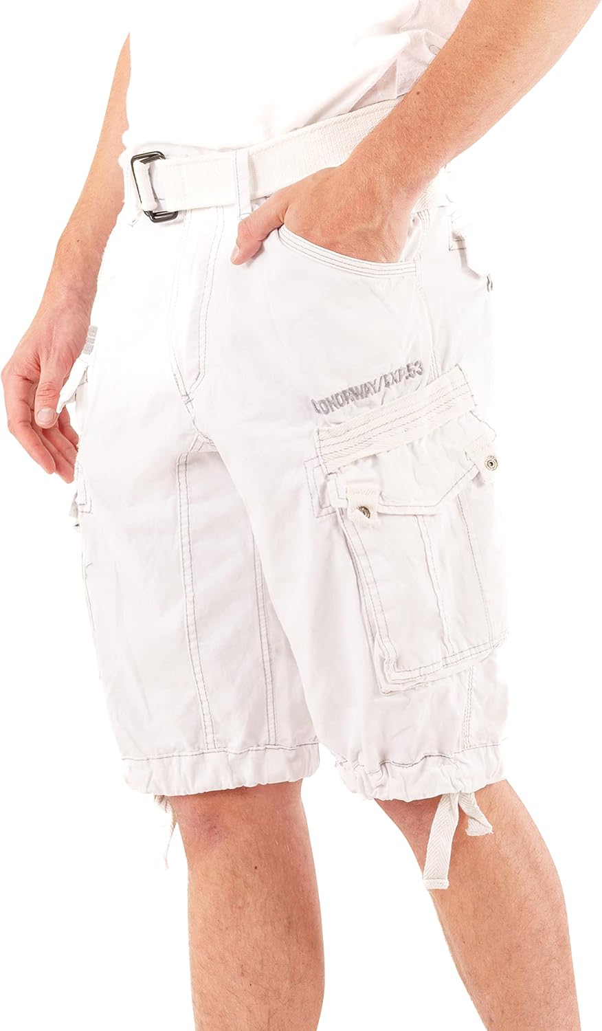 Geographical Norway Herren Cargo Short Sommer Bermuda Kurze Hose Shorts Weiss S, Weiss S