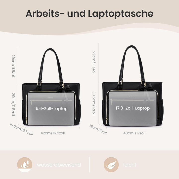 LOVEVOOK Lehrertasche Damen Laptoptasche Damen Arbeitstasche Aktentasche 1-schwarz 15,6 Zoll, 1-schw
