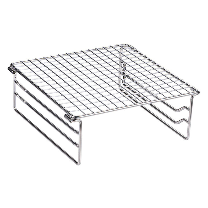 Grill-Warmhalterost aus robustem Edelstahl, tragbarer Grillrost mit Beinen für Outdoor, Rucksackreis