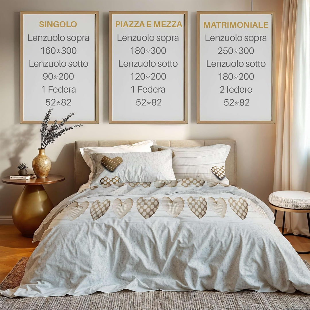 HomeLife Bettwäsche-Set für Einzelbett aus Baumwolle mit Bären, Bettbezug 120 x 300 cm + Spannbettla