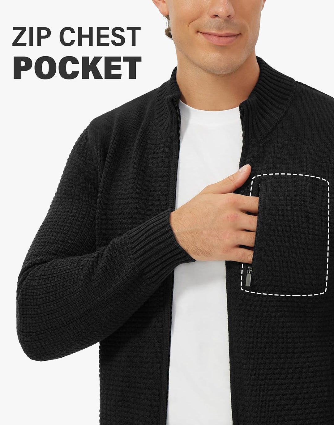 Pioneer Camp Herren Strickjacke Mit Reissverschluss Stehkragen Cardigan Herren Zip Sweaters Fein-Str
