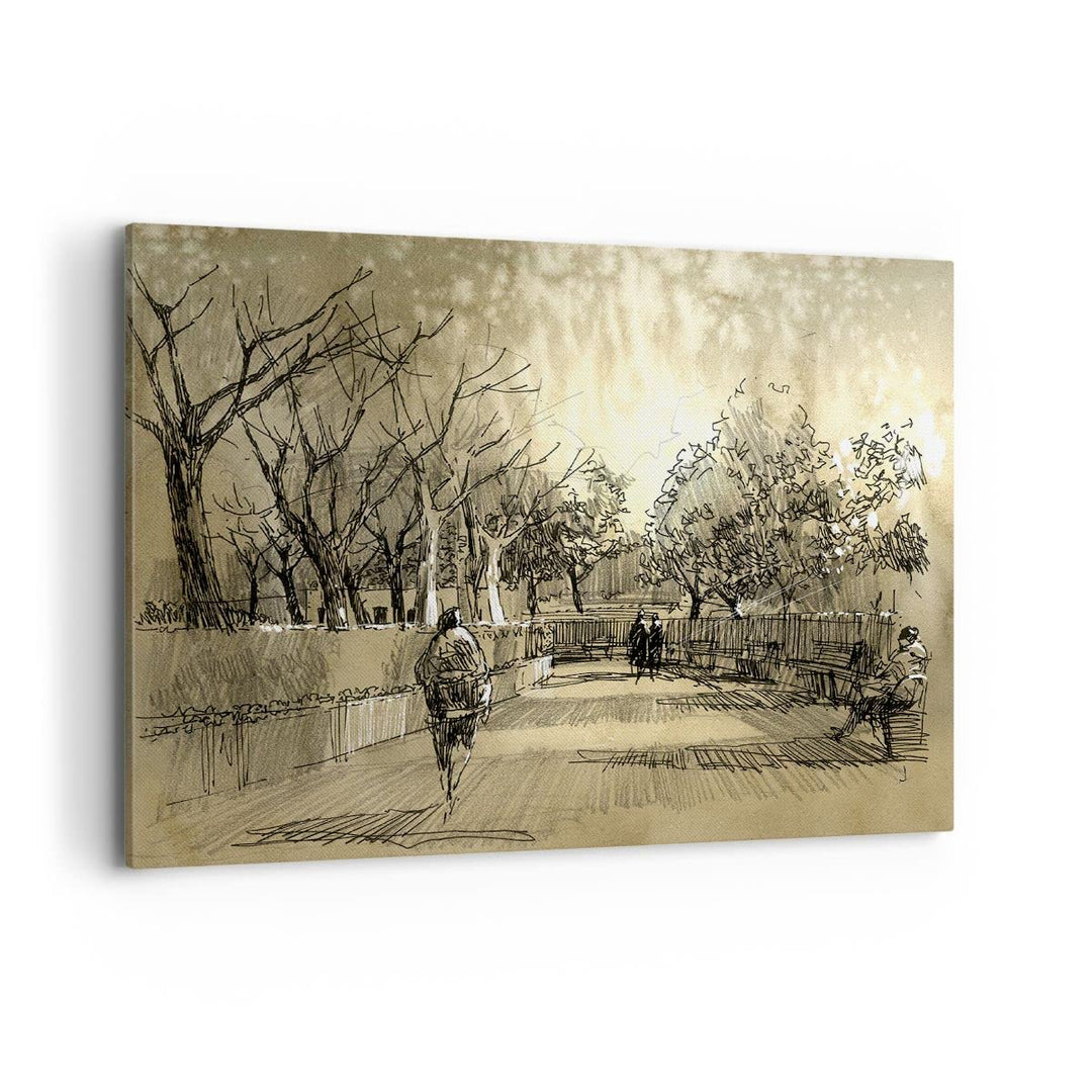 ARTTOR Bilder auf Leinwand 100x70cm Leinwandbild Park Spaziergang Baum Gross Wanddeko Bild Schlafzim
