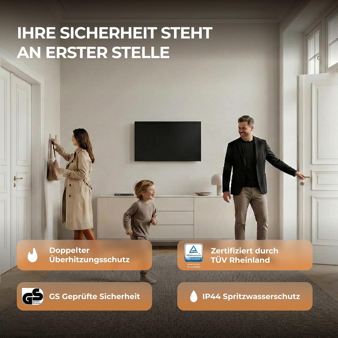 BR Bringer Infrarotheizung 300 Watt - mit Steck-Thermostat - Infrarot Elektroheizung Energiesparend