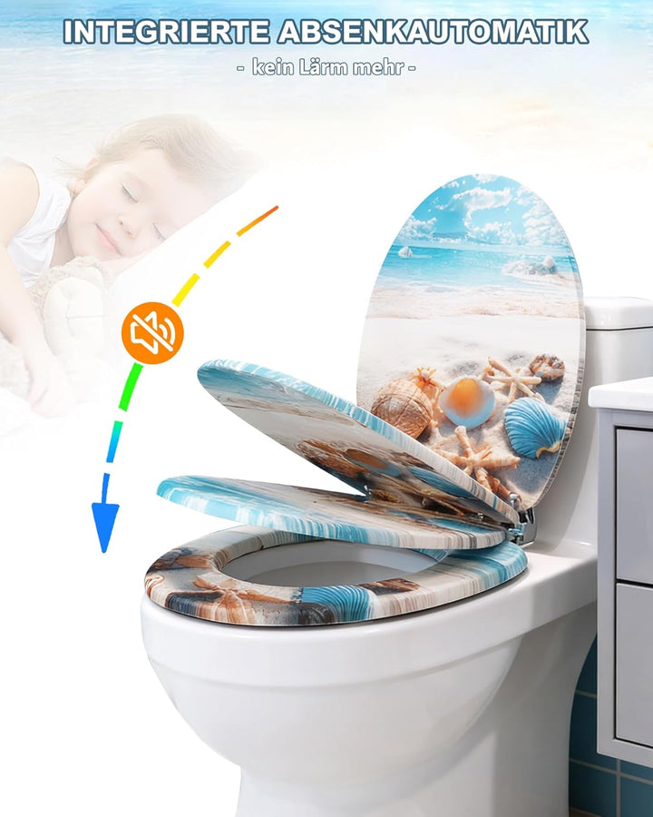 Ribelli WC Sitz mit Absenkautomatik, Toilettendeckel O-Form in Viele Motiven, Klodeckel Einfache Mon