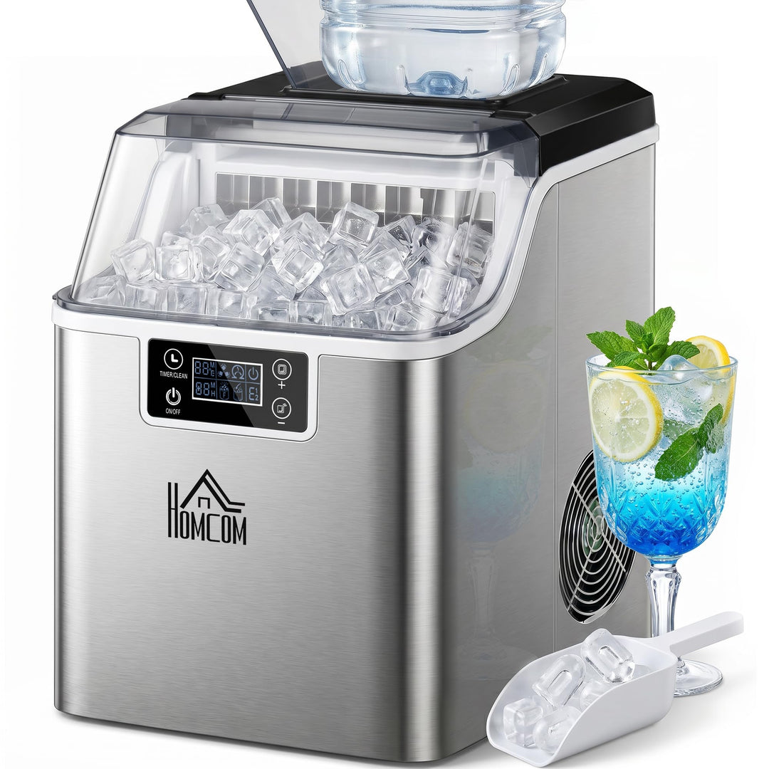 HOMCOM Eiswürfelmaschine 20 kg/24h 2,3 L Eiswürfelbereiter mit 3,2 L Wassetank Display Ice Cube Make