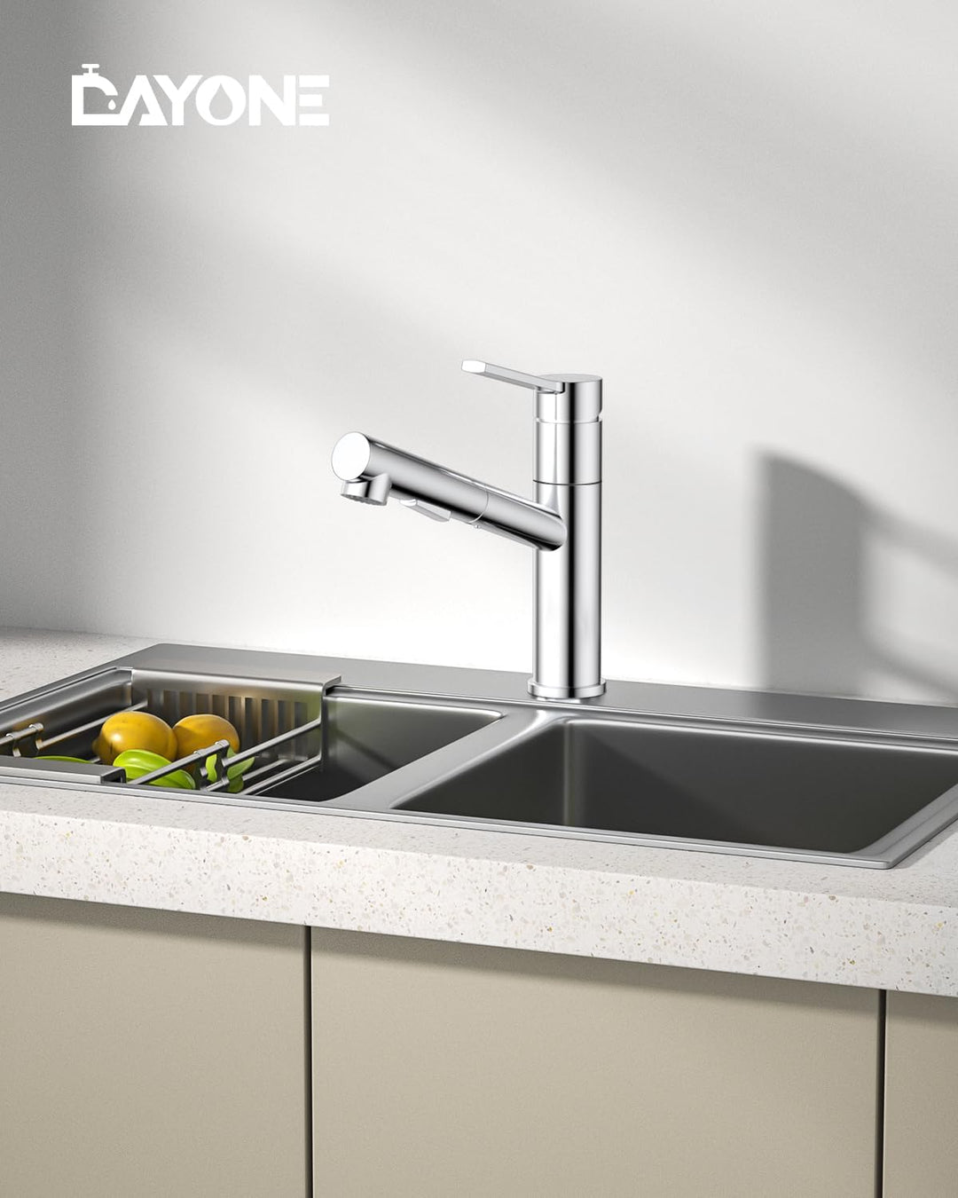 DAYONE Küchenarmatur mit Ausziehbarer Brause, SUS304 Edelstahl Hochdruck Wasserhahn Küche, Mischbatt