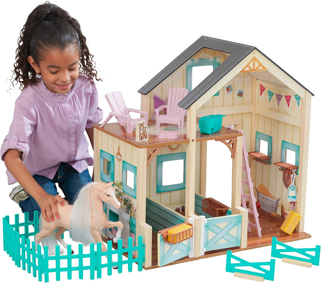 KidKraft 63534 Sweet Meadow Reitstall - Spielset aus Holz mit