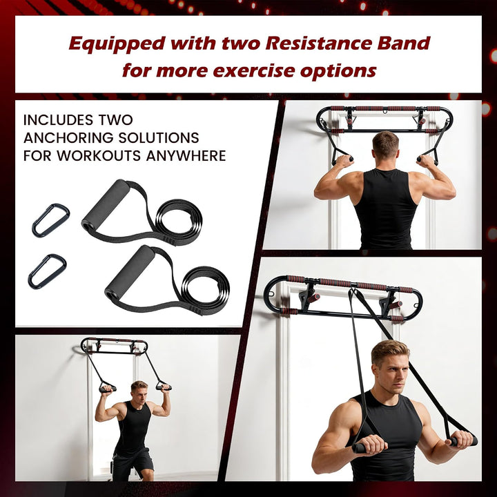 SogesPower Türreck Klimmzugstange für Türrahmen Home Gym | Faltbare Mehrfachgriff Trainingsstange ro