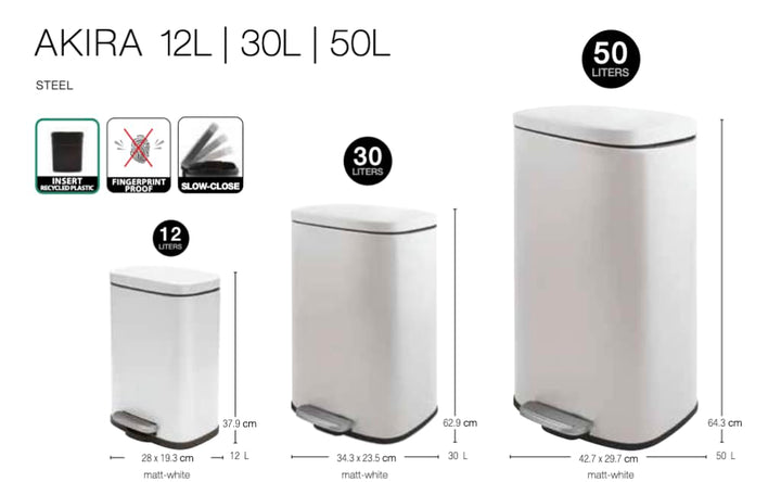 Spirella Mülleimer, Abfalleimer, Treteimer für die Küche, 50 Liter, Softclose, Inneneimer aus Kunsts
