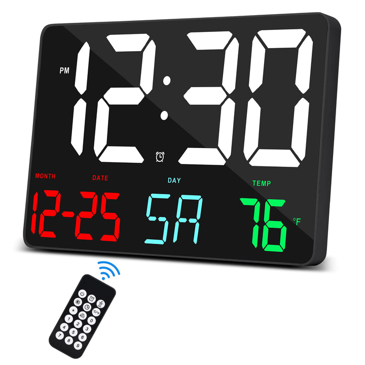 SZELAM Digitaluhr Grosses Display,11,5" Digitaler Kalenderwecker mit Funkfernbedienung,LED Übergross