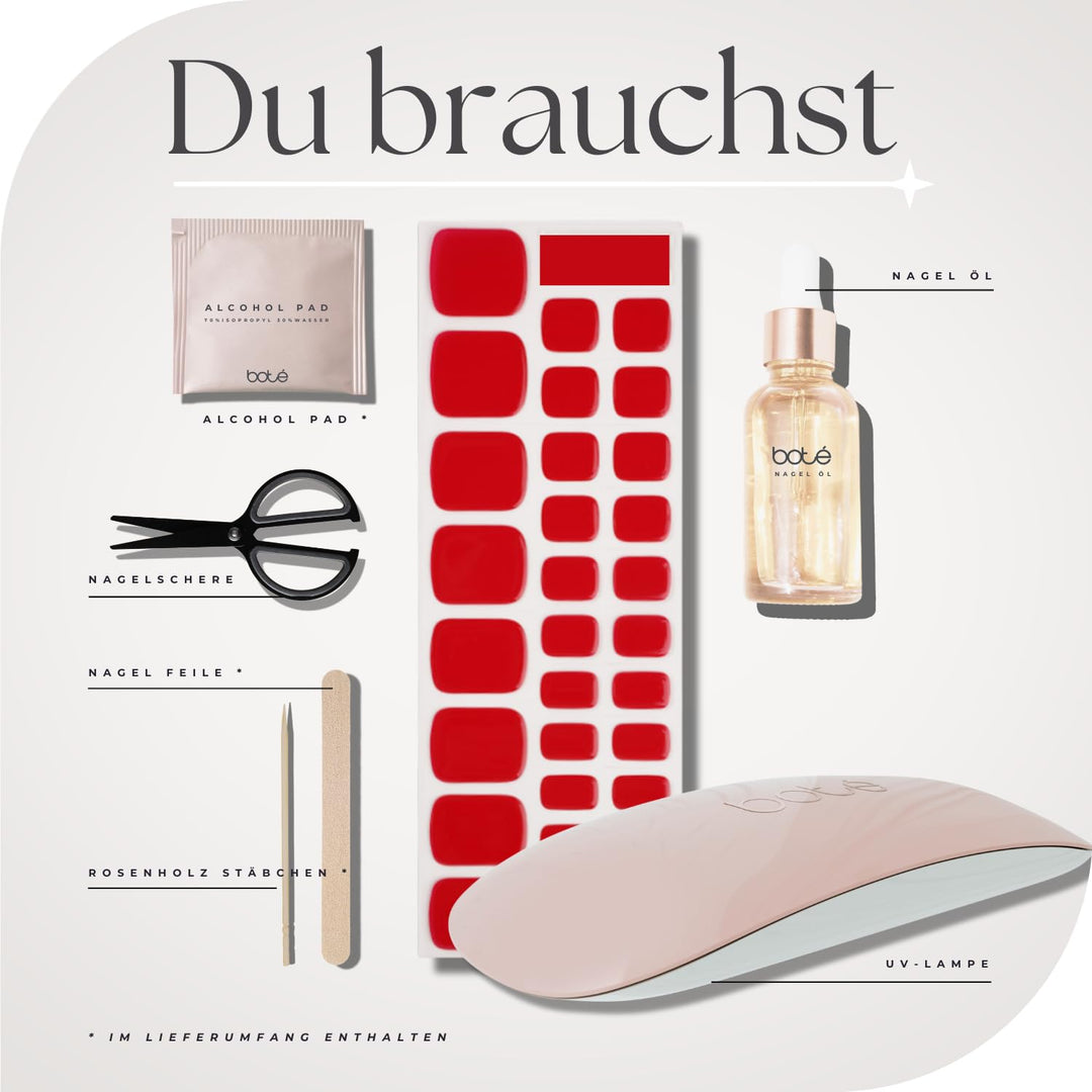 BOTÉ® - 32 Fussnagel Sticker aus UV-Gel - Zehennagel Aufkleber zur einachen & makellosen Pediküre -