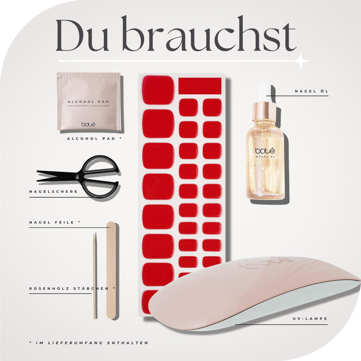 BOTÉ® - 32 Fussnagel Sticker aus UV-Gel - Zehennagel Aufkleber zur einachen &amp; makellosen Pediküre -
