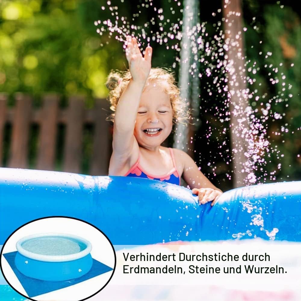 Ruolin Pool Bodenplane Blau, Wasserdichtes Poolunterlage Rechteckig Faltbares Bodenschutzmatte Schwi