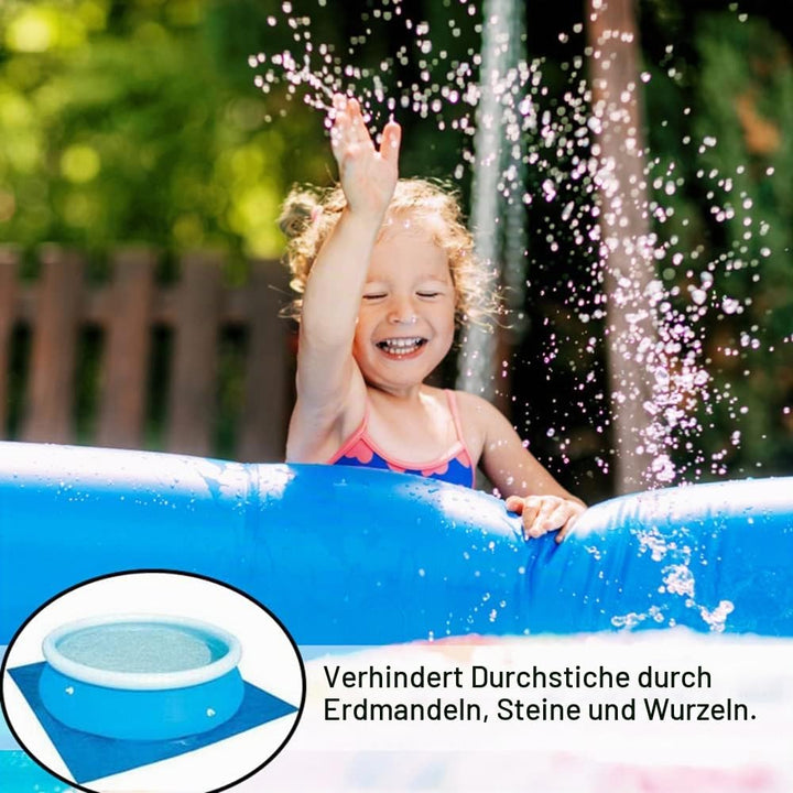 Ruolin Pool Bodenplane Blau, Wasserdichtes Poolunterlage Rechteckig Faltbares Bodenschutzmatte Schwi
