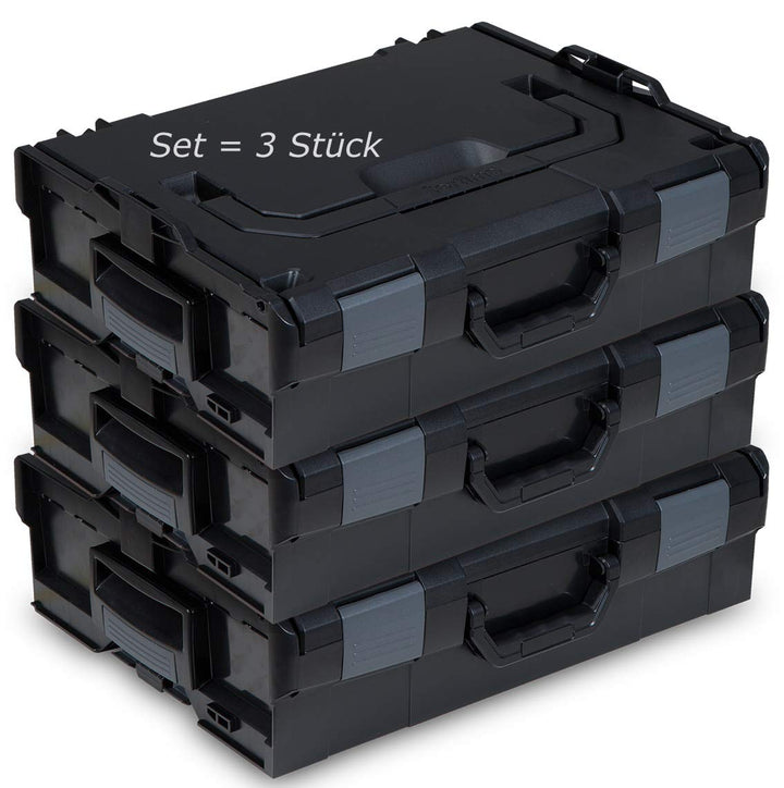 L-BOXX® 136 L-BOXX Sortimo schwarz leer 3 Stück Werkzeugkoffer Transportbox black, Schwarz