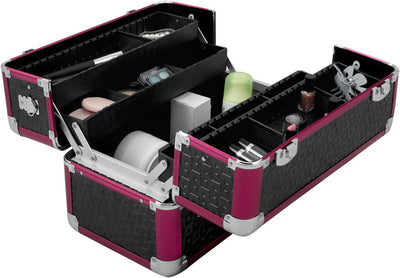 anndora Beauty Case Kosmetikkoffer Schminkkoffer roter Rahmen Schwarz Karo Fs02 Schwarz / Rot, Fs02