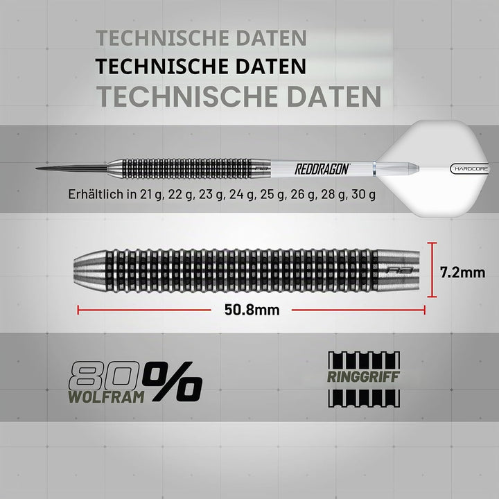 RED DRAGON Pegasus Professionelles Wolfram-Steeltip-Dart-Set, erhältlich in 21, 23, 24, 25, 26, 28,