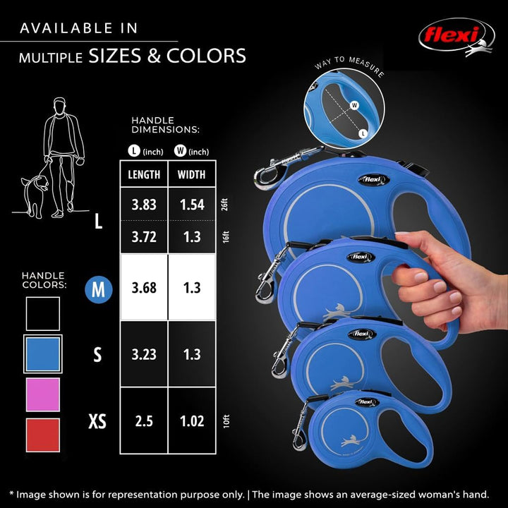 FLEXI CL2MT5.250.BL Hundeleine, einziehbar, 4,9 m, Grösse M, Blau, Grösse M, 4,8 m, Medium - 16 Feet